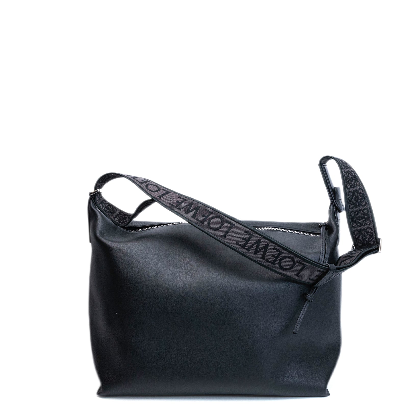 LOEWE CUBI MESSENGER LARGE BAG BLACK CALFSKIN LEATHER SHW