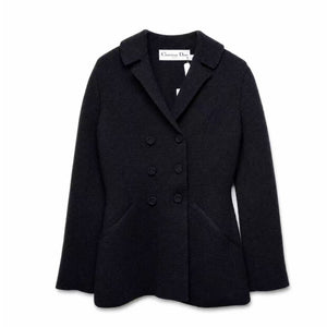 CHRISTIAN DIOR 30 MONTAIGNE KNIT WOOL DOUBLE BREASTED BAR JACKET BLACK SIZE 4