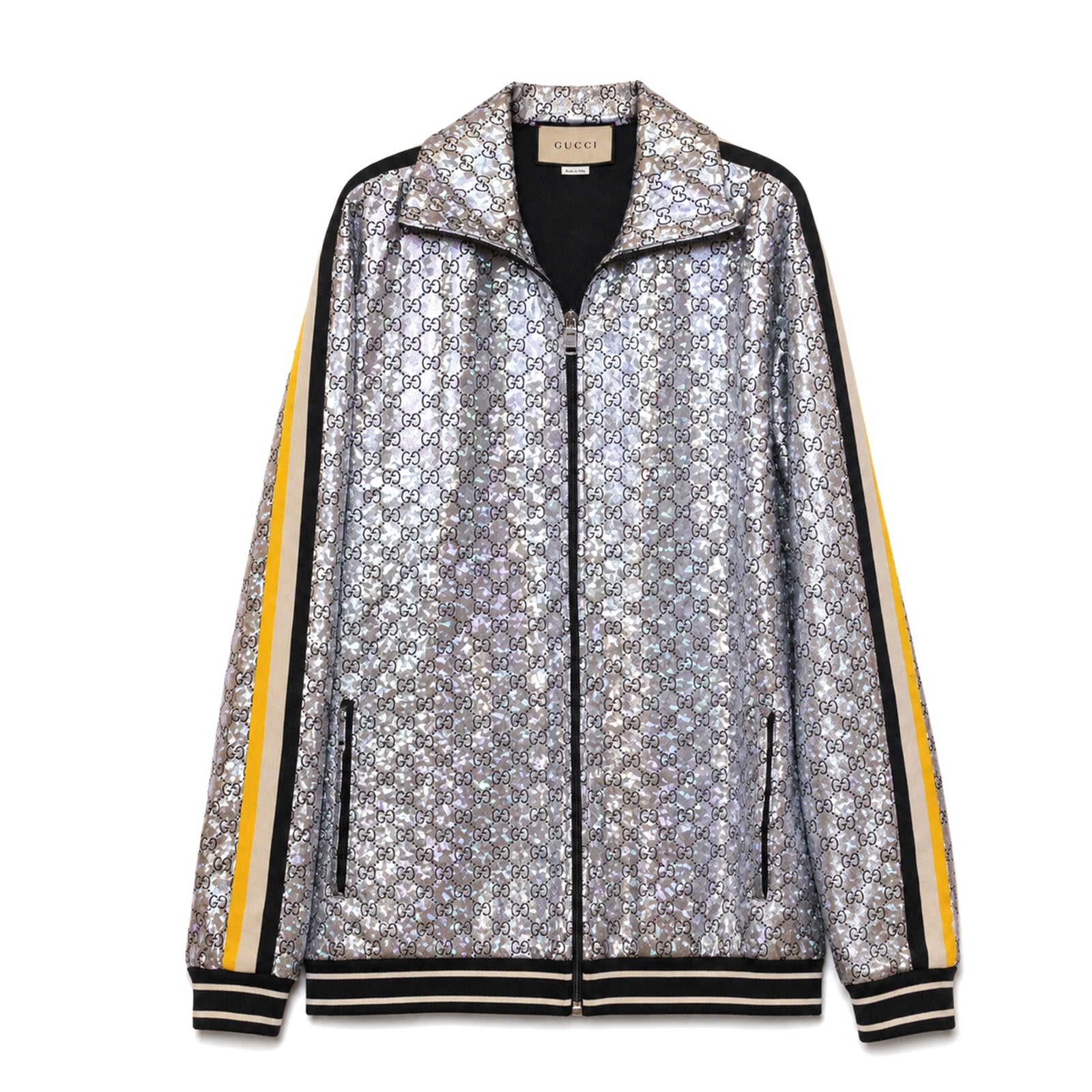 GUCCI GG LAMINATED TRACK JACKET SILVER