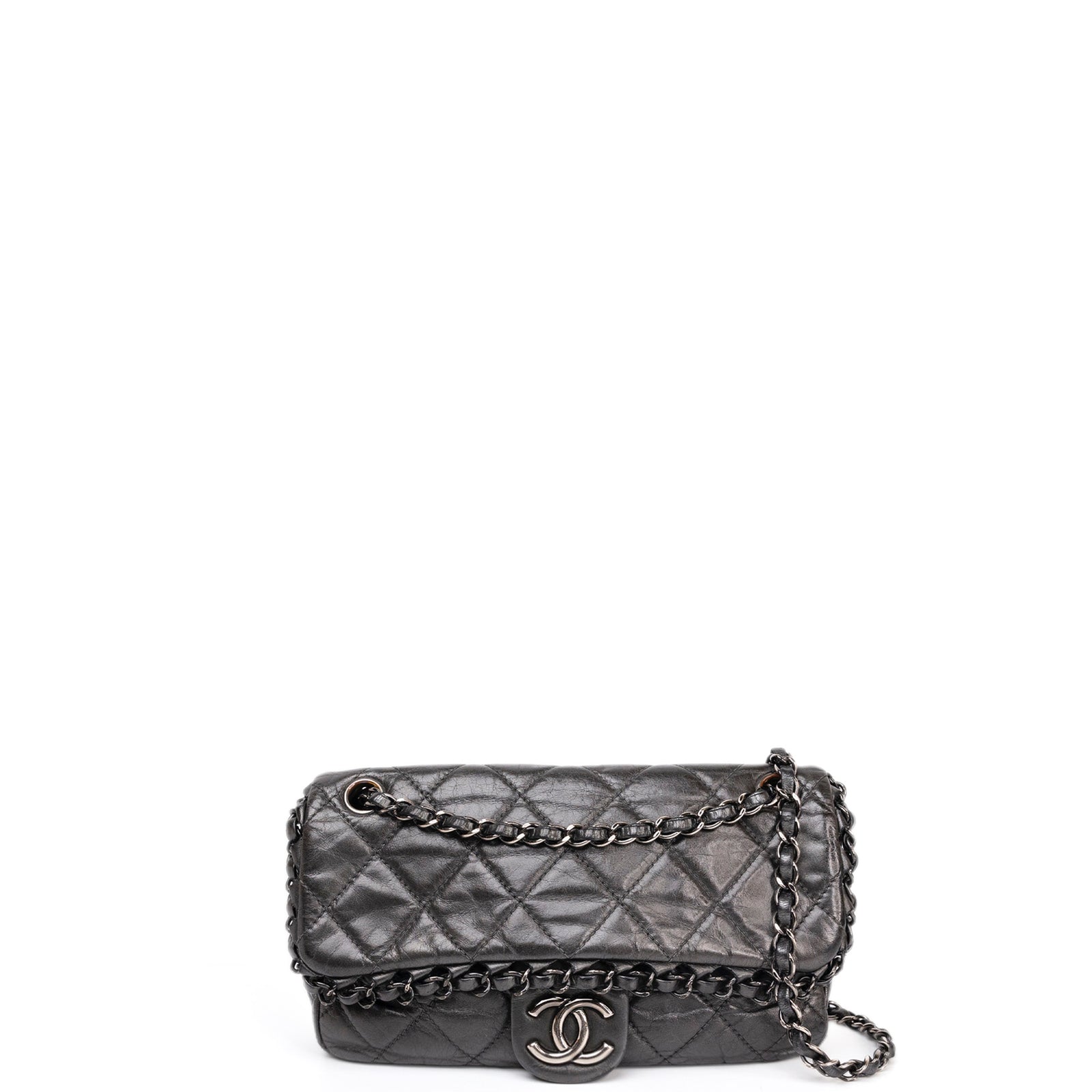 CHANEL MEDIUM CHAIN ME FLAP BAG GREY QUILTED CALFSKIN SHW