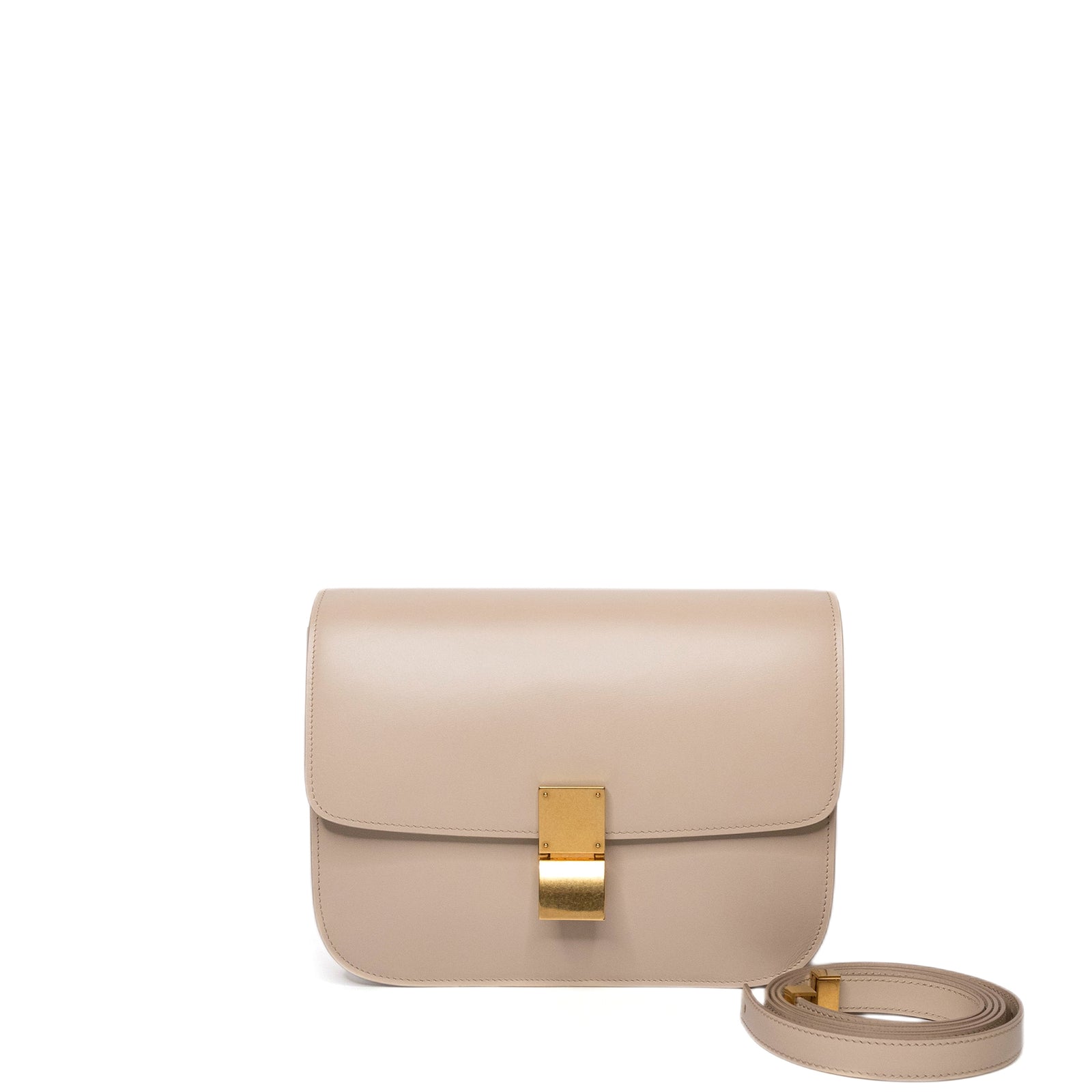CELINE MEDIUM CLASSIC BOX BAG BEIGE CALFSKIN GHW