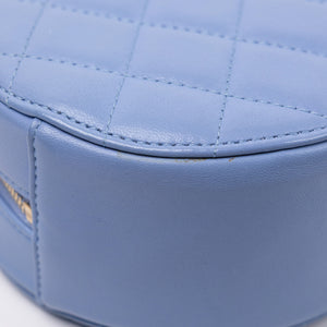 CHANEL ROUND CLUTCH BLUE LAMBSKIN LEATHER GHW