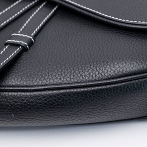 CHRISTIAN DIOR SADDLE BAG BLACK GRAINED CALFSKIN SHW
