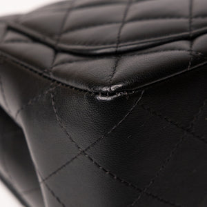 CHANEL MINI SQUARE FLAP BAG LAMBSKIN SO BLACK (MICROCHIP)