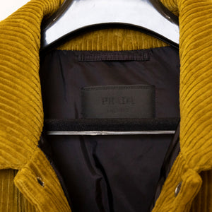 PRADA COTTON CORDUROY DOWN PUFFER MEN JACKET BROWN SIZE M