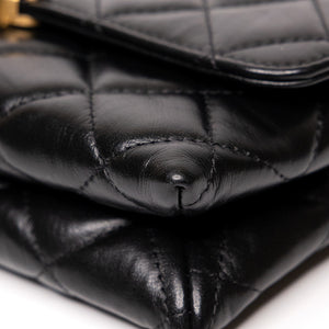 CHANEL 23K SLING SMALL FLAP BAG BLACK CALFSKIN LEATHER GHW