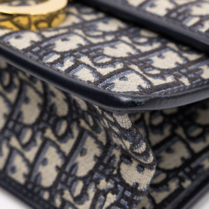 CHRISTIAN DIOR 30 MONTAIGNE CHAIN BAG OBLIQUE JACQUARD BLUE GHW
