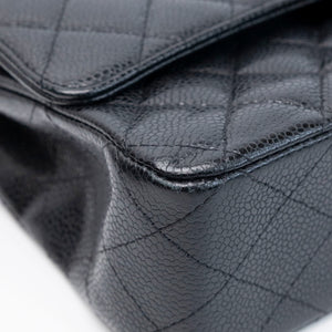 CHANEL MEDIUM CLASSIC DOUBLE FLAP BAG BLACK CAVIAR LEATHER SHW