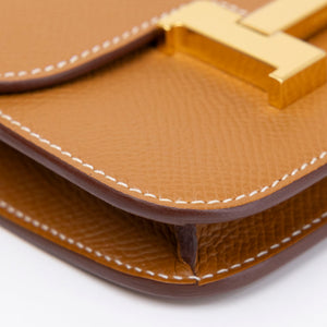 HERMES CONSTANCE SLIM EPSOM GOLD GHW STAMP W
