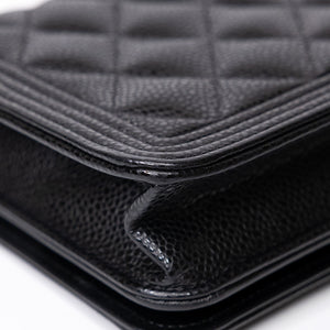 CHANEL BOY WALLET ON CHAIN CAVIAR BLACK GHW