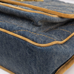 SAINT LAURENT MEDIUM NIKKI SHOULDER BAG DENIM BLUE / CINNAMON GHW