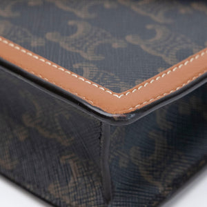 CELINE TRIOMPHE CANVAS CALFSKIN WALLET ON CHAIN TAN GHW
