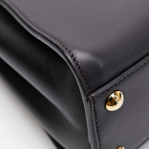 FENDI MINI PEEKABOO BAG DARK BROWN CALFSKIN LEATHER GHW