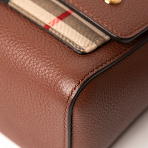 BURBERRY NOTE CROSS-BODY BAG CALFSKIN / CANVAS GHW