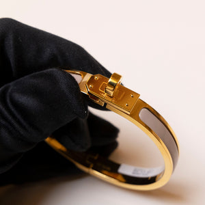 HERMES MINI CLIC KELLY BRACELET GOLD TONE / ROSE CANDEUR