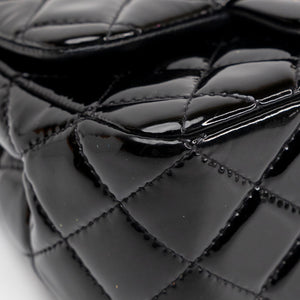 CHANEL MINI SQUARE FLAP BAG BLACK PATENT LEATHER SHW (MICROCHIP)