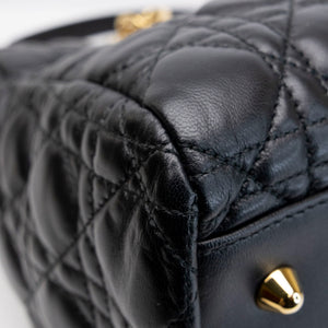 CHRISTIAN DIOR SOFT SHOPPING TOTE BLACK CANNAGE QUILTED LAMBSKIN GHW