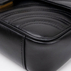 GUCCI GG MARMONT SMALL SHOULDER BAG CALFSKIN BLACK GHW