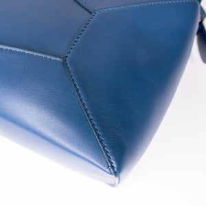 LOEWE LARGE PUZZLE BLUE CALF SKIN LEATHER SHW