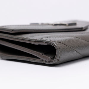 SAINT LAURENT CASSANDRE ENVELOPE COMPACT TRI-FOLD WALLET SHW