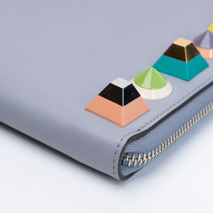 FENDI RAINBOW STUD POUCH NAVY BLUE LEATHER SHW