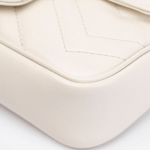 GUCCI GG MARMONT SUPER MINI BAG MATELASSE WHITE BRUSHED GHW