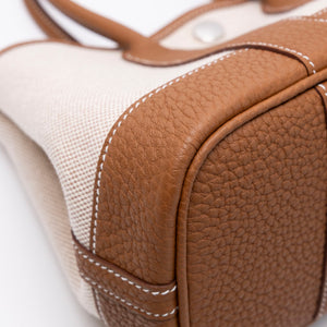 HERMES NEO GARDEN PARTY 23 NEGONDA / CANVAS ECRU / BEIGE / GOLD SHW STAMP G