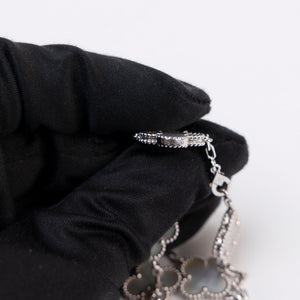 VAN CLEEF & ARPELS VINTAGE ALHAMBRA BRACELET , 5 MOTIF , 18K WHITE GOLD , MOTHER OF PEARL