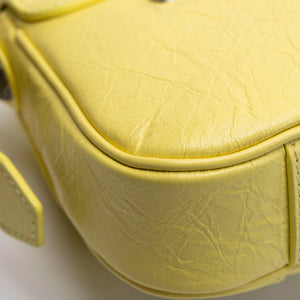 BALENCIAGA SMALL LE CAGOLE SLING SHOULDER BAG YELLOW LAMBSKIN LEATHER SHW