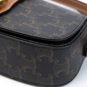 CELINE CLUTCH ON STRAP TABOU TRIOMPHE CANVAS / CALFSKIN TAN GHW