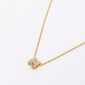 HERMES MINI POP H NECKLACE MARRON GLACE GHW