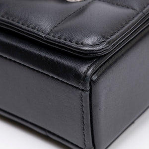 CHRISTIAN DIOR 30 MONTAIGNE CHAIN TOP HANDLE BAG BLACK LAMBSKIN LEATHER DARK SHW