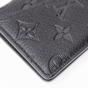 LOUIS VUITTON POCKET ORGANIZER MONOGRAM SHADOW BLACK LEATHER