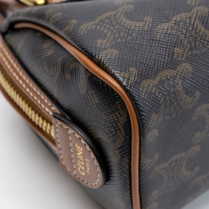 CELINE MINI BOSTON BAG TRIOMPHE CANVAS / CALFSKIN TAN GHW