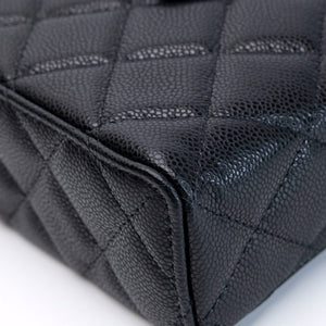CHANEL TOP HANDLE SLIM VANITY WITH CHAIN BAG BLACK CAVIAR LGHW