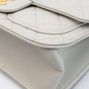 CHANEL 25B CC MINI FLAP BAG PALE SAGE GREEN CAVIAR LEATHER GHW (MICROCHIP)