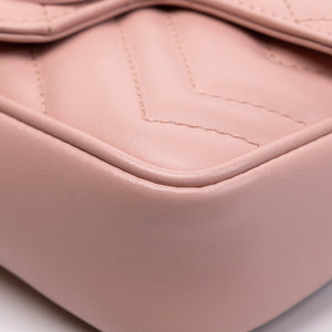 GUCCI SUPER MINI GG MARMONT PINK CALFSKIN LEATHER TONAL ENAMELLED HARDWARE