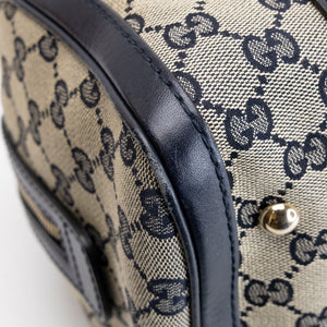 GUCCI MONOGRAM VINTAGE WEB BOSTON BAG NAVY GG CANVAS GHW