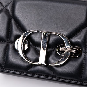 CHRISTIAN DIOR 30 MONTAIGNE CHAIN TOP HANDLE BAG LAMBSKIN LEATHER DARK SILVER HARDWARE