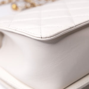 CHANEL 24C GOLD CRUSH MINI FLAP BAG WHITE CALFSKIN GHW (MICROCHIP)