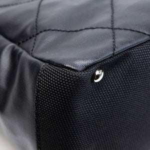 CHANEL SMALL QUILTED COATED CANVAS PARIS BIARRITZ TOTE BAG BLACK SHW