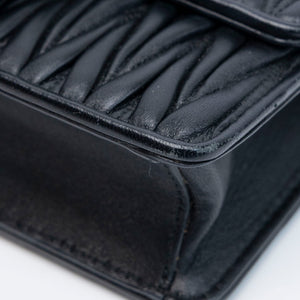 MIUMIU CRYSTAL MATELASSE LEATHER TOP HANDLE BAG BLACK SHW