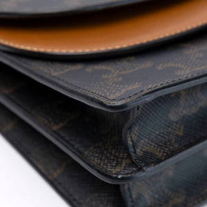 CELINE DOUBLE FLAP TRIOMPHE CANVAS WALLET ON STRAP GHW