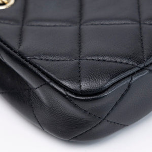CHANEL QUILTED SUPER MINI TOTE WITH CHAIN BLACK LAMBSKIN LGHW