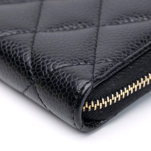 CHANEL CLASSIC ZIPPED COIN PURSE BLACK CAVIAR GHW