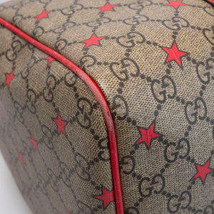 GUCCI GG SUPREME MEDIUM JOY BOSTON BAG BEIGE / RED GHW