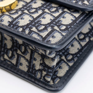 CHRISTIAN DIOR 30 MONTAIGNE BAG BLUE OBLIQUE JACQUARD GHW