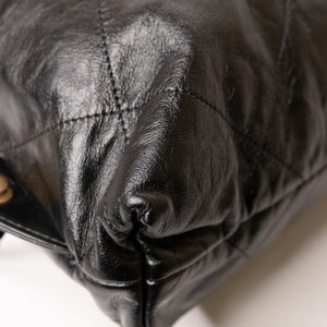 CHANEL 22 BACKPACK CALFSKIN BLACK GHW (MICROCHIP)