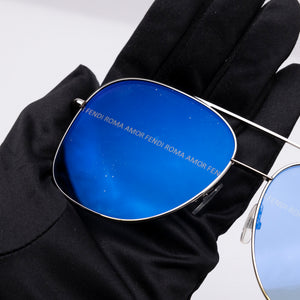 FENDI VM102BQEGE SILVER METAL FRAME BLUE LENS AVIATOR SUNGLASSES SHW