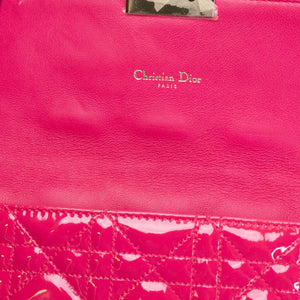 CHRISTIAN DIOR MISS DIOR PROMENADE WALLET ON CHAIN PINK CANNAGE QUILTED PATENT LEATHER GHW